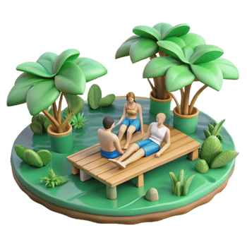 Tropical Getaway Relaxing on a Wooden Deck png