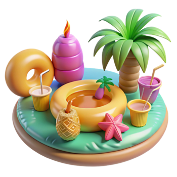 Tropical Summer Fun Pool Float, Drinks Island Vibes png