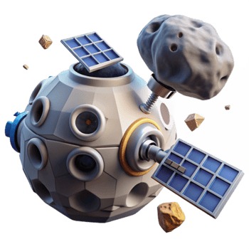 Asteroid Mining Spacecraft Solar Panels, Space Rocks, Deep Space Exploration png