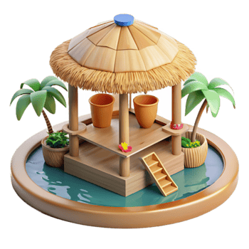 Tropical Island Gazebo 3D Render png
