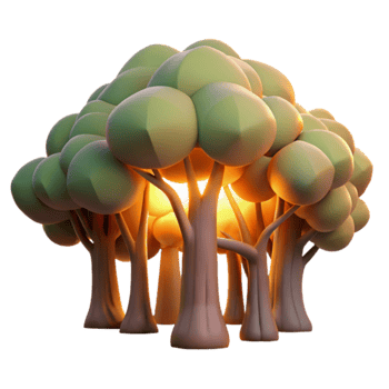 Glowing Grove A Stylized Forest Scene png