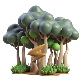 Forest Energy Cartoon Trees Lightning Bolt png