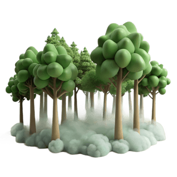 Enchanted Forest Lush Trees in a Dreamlike Cloud png