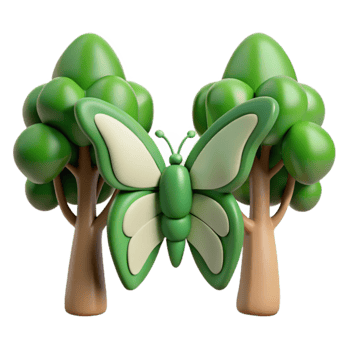 Green Butterfly Trees Natures Symbiosis png