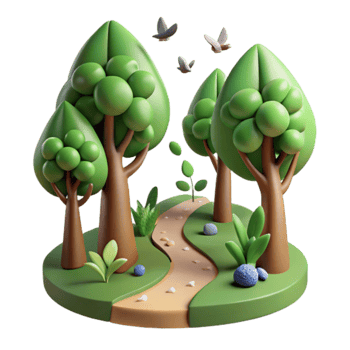 3D Cartoon Forest Path Nature Trail Scene png