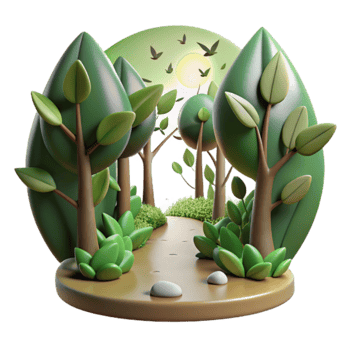 Tranquil Forest Path 3D Render of Nature Scene png