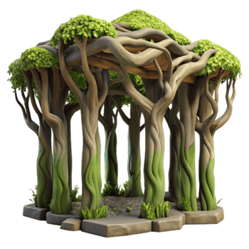 Enchanted Grove Intertwined Trees Mystical Forest png