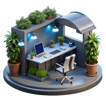 Modern Indoor Garden Office Workspace png