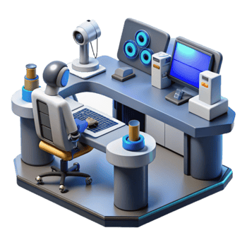 Robot at Desk AI Automation in Modern Workplace png