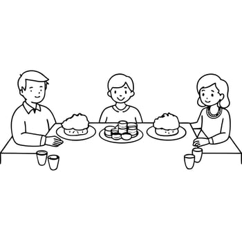 Flat Family Enjoying a Mid Autumn Festival Meal concept as A candid capture of a family enjoying a Mid Autumn Festival meal together with shared dishes and lively conversation The Cleans Set 2 vector