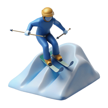 Downhill Skiing A 3D Cartoon Illustration png