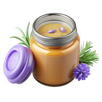 Herbal Supplement Powder in Glass Jar with Lid png