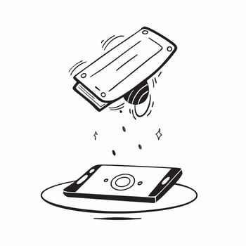 Suspended smart device with holographic display on an isolated white background concept as A smart device floating mid air with a holographic display projecting from it all isolate Cleans vector