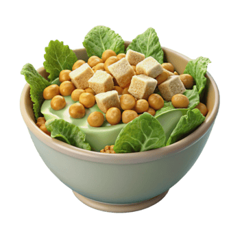 Creamy Green Salad with Crunchy Croutons and Sweet Balls png