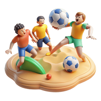 Kids Playing Soccer on Sandy Beach png