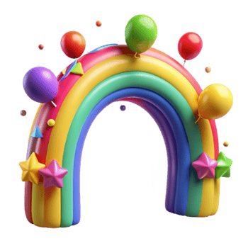 Rainbow Arch with Balloons Festive Fun png