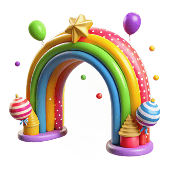 Rainbow Archway Festive Balloons, Candy, and Star png