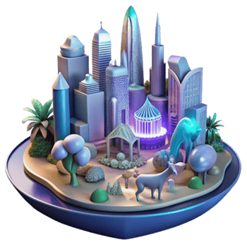 Futuristic Cityscape Island Metropolis, Digital Architecture, Urban Oasis png