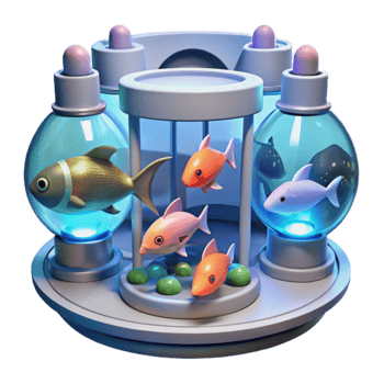 Undersea Aquarium Colorful Fish in Glass Domes png