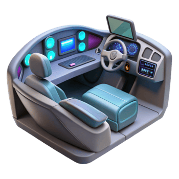Futuristic Vehicle Interior 3D Model of a Modern Car Cockpit png