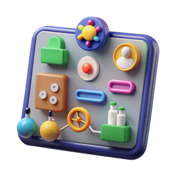 Colorful 3D Interface Design App Icons and Buttons png