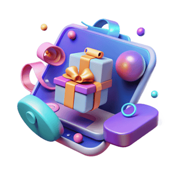 3D Gift Box on Mobile App Interface png