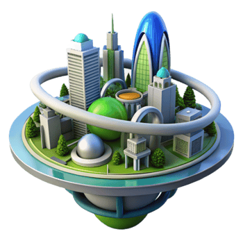 Futuristic Cityscape Sustainable Urban Design Concept png