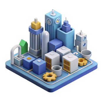 Isometric Cityscape Urban Infrastructure, 3D Model, Buildings, Technology, Design, Architecture, Abstract, City, Industrial, Modern png
