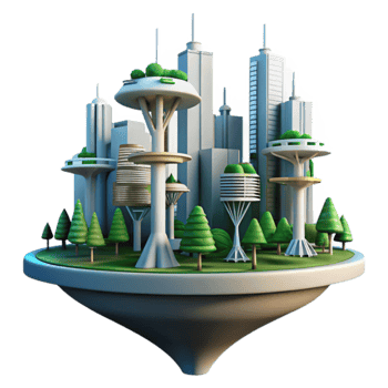 Eco-Friendly Floating City Sustainable Urban Design png