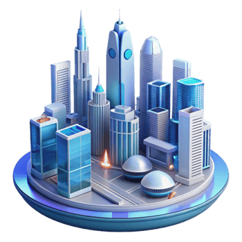 Futuristic Cityscape Modern Architecture, Urban Design, 3D Model png