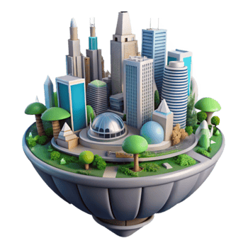 Futuristic Cityscape Island Metropolis, Modern Architecture, Urban Design png