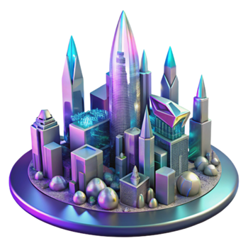 Futuristic Cityscape Neon Towers Urban Design png