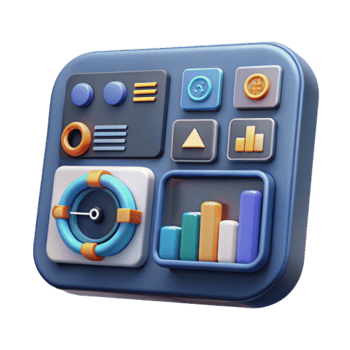 3D App Interface Data Analytics Dashboard png