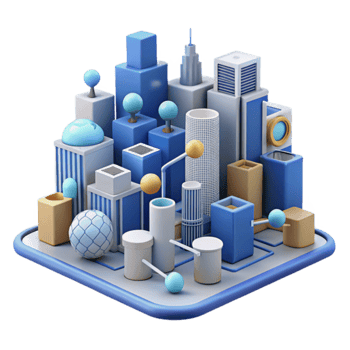 Abstract Cityscape 3D Model of Urban Structures png