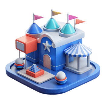 Fun Fair 3D Model Amusement Park, Cartoon, Playful png