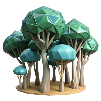 Low Poly Trees 3D Model of a Forest png
