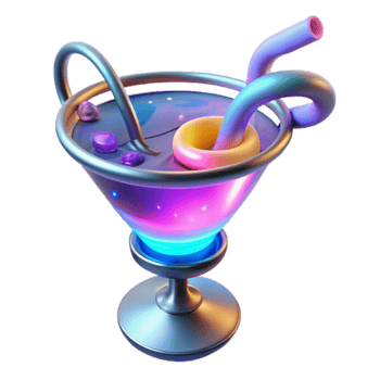 Neon Cocktail 3D Render of Futuristic Drink png