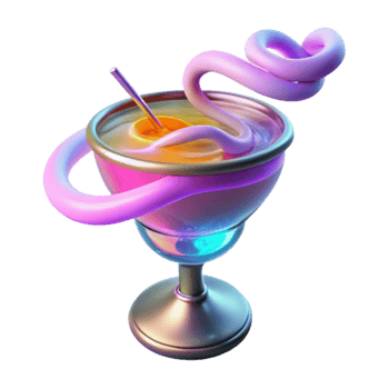 Whimsical Cocktail 3D Render of a Colorful Drink png