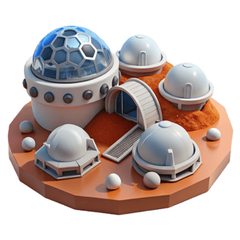 Futuristic Martian Habitat Dome Structures and Research Base png
