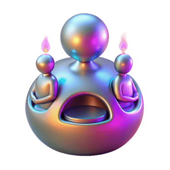 Abstract 3D Render Iridescent Sphere with Figures png