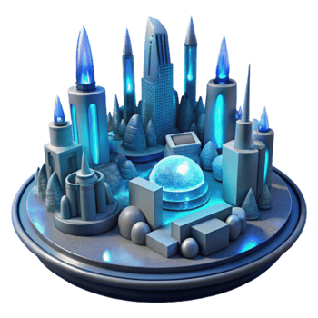 Futuristic Cityscape A 3D Model of a Sparkling, Illuminated Metropolis png