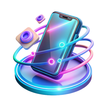 Neon Smartphone Mobile Tech in Vibrant Display png