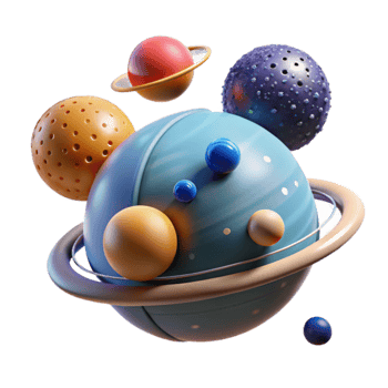 Abstract Cosmic Sphere Cluster 3D Rendered Planets png