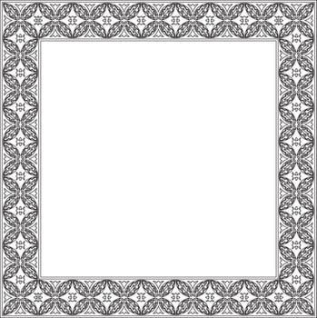 square black contour ancient Russian ornament. Slavic rectangle, border, frame. vector