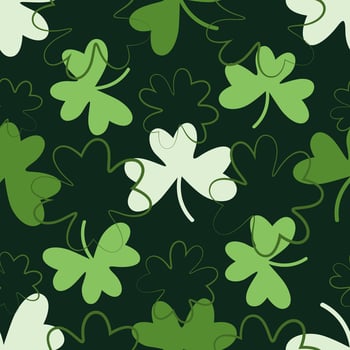 Seamless pattern of shamrocks, symbol of good luck, traditional element of St. Patrick's Day. vector