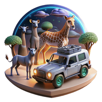 Safari Adventure 3D Animated Wildlife Jeep png