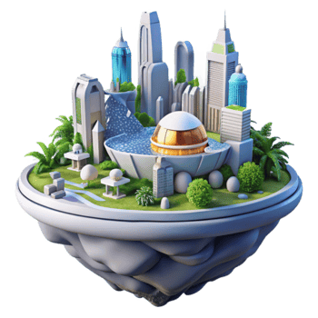 Futuristic City Island Sustainable Urban Design png
