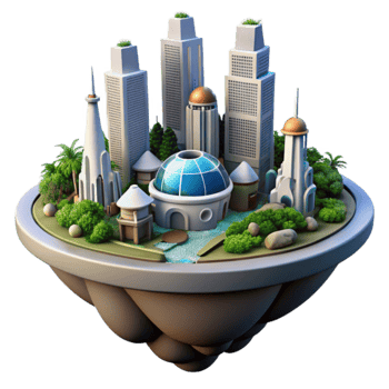Futuristic Island City Eco-Friendly Urban Design png
