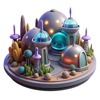 Futuristic Dome City Sci-Fi Architectural Design png