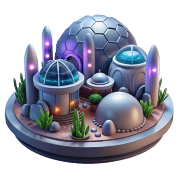 Futuristic Dome City Sci-Fi Architectural Render png
